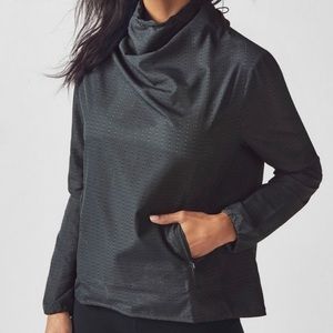 Fabletics Pullover Leora Windbreaker Dark Teal XL Funnel Neck Perforated